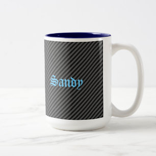 Tunn svart och Grått Diagonal Rand Två-Tonad Mugg