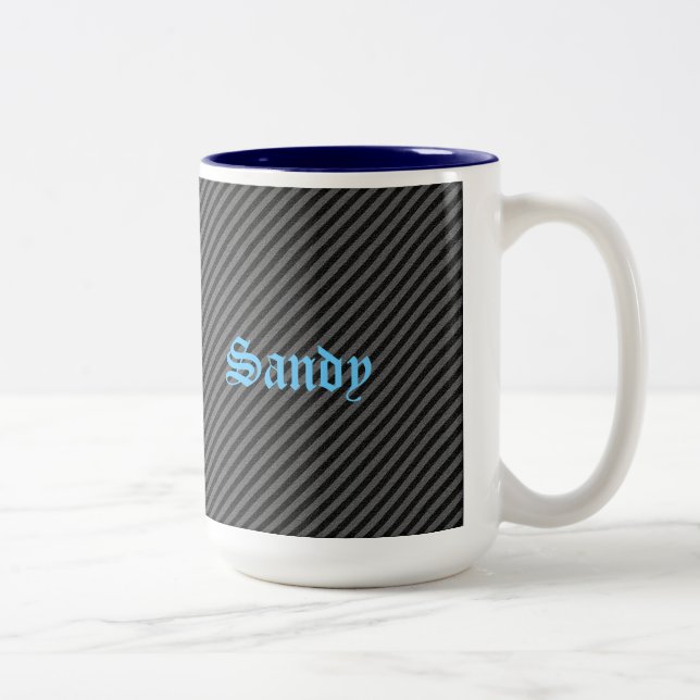 Tunn svart och Grått Diagonal Rand Två-Tonad Mugg (Höger)