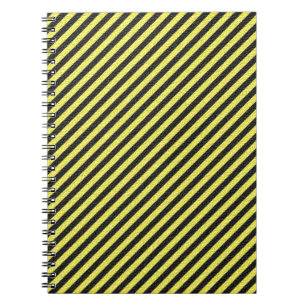 Tunn svart och Gult diagonal Rand Anteckningsbok Med Spiral
