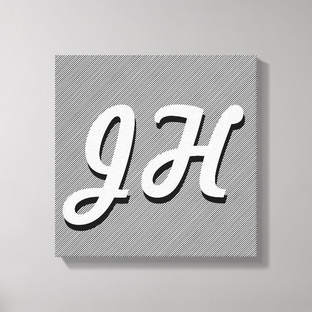 Tunn Svart & Vit Ränder | Retroinspirerade Initial Canvastryck (Framsida)