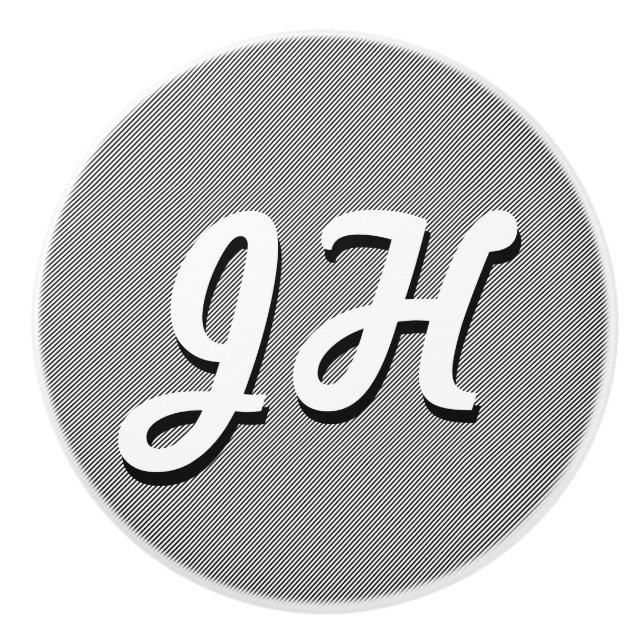 Tunn Svart & Vit Ränder | Retroinspirerade Initial Knopp (Framsidan)