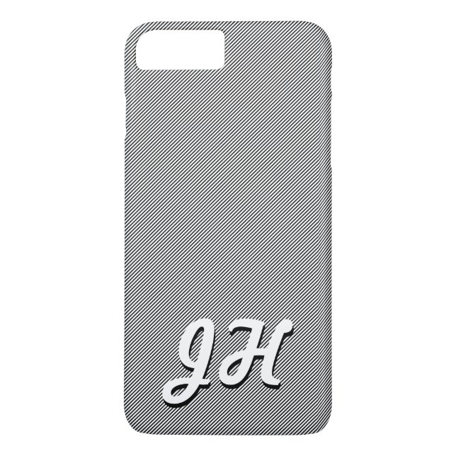 Tunn Svart & Vit Randig | Retroinspirerade Initial Case-Mate iPhone Skal (Baksida)