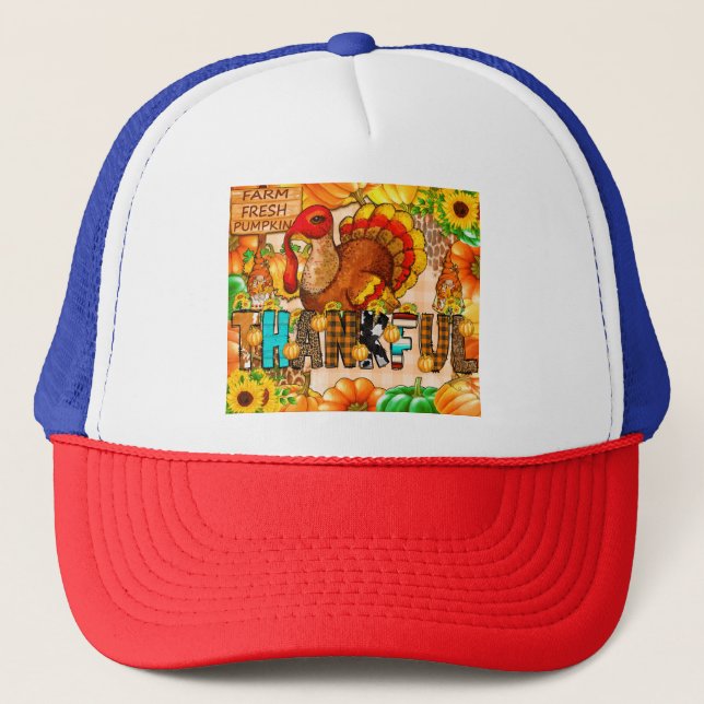 Tunn Tacksam Tumbler Sublimering - Tacksgiving Keps (Framsida)