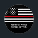 Tunn text för röd linjeamerikanska knapp<br><div class="desc">Den tunna röd linjeamerikanska flaggananpassningsbar knäppas.</div>