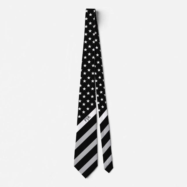 Tunn vit fodrar amerikanska flagganmonogramen för slips (Framsida)