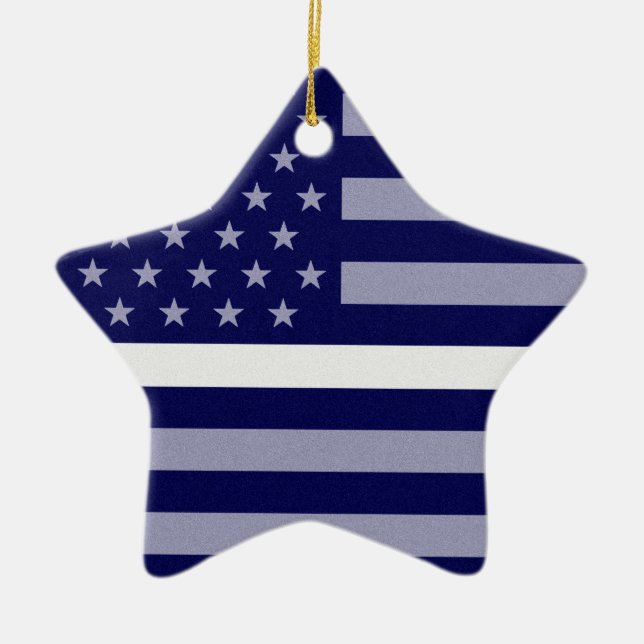 Tunn vit linje, Flagga Julgransprydnad Keramik (Framsidan)