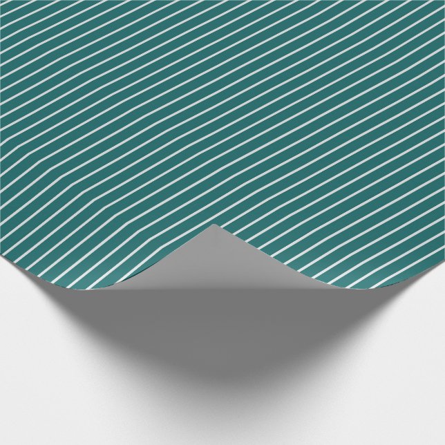 Tunn vita randig mönster på mörk teal presentpapper (Hörn)