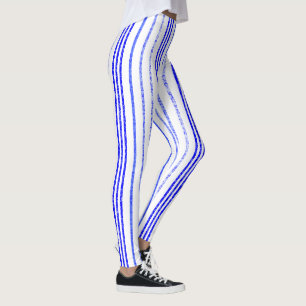 Tunna, blåfenade fläckar av Lodrät Line Mönster Leggings