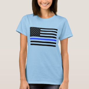 Tunna blålinjenflaggakvinna skjorta t-shirt