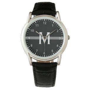 Tunna grått fodrar Monogrammed märka med sina Armbandsur