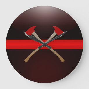 Tunna röda linor genomskurna brandaxlar stor klocka