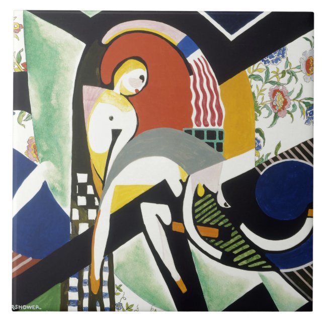 Tunnduschen, färggrafik kakelplatta (Framsidan)