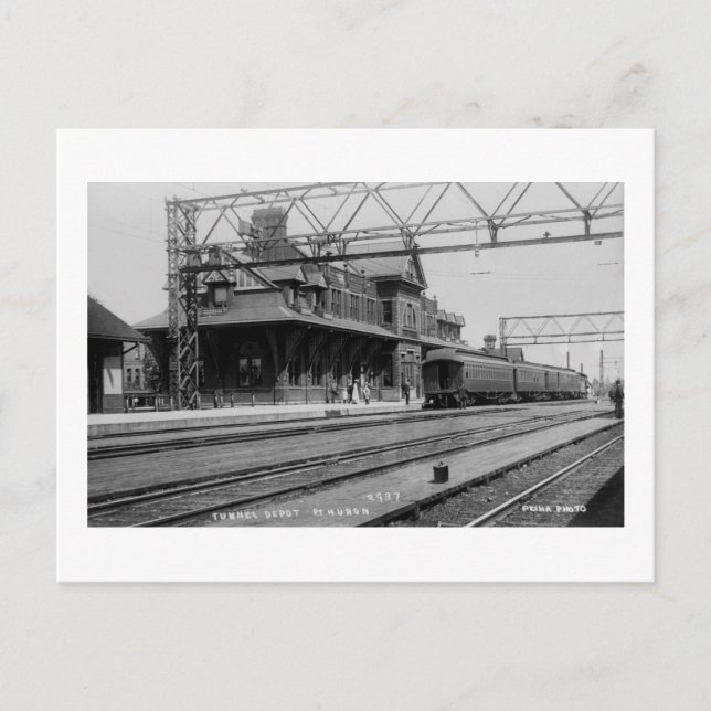 Tunnel Depot, Port Huron, Michigan - Louis Pesha Vykort (Framsida)