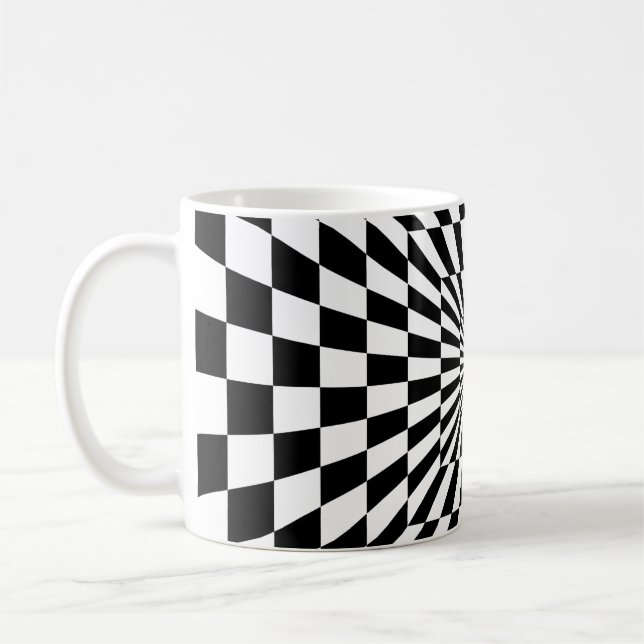 tunnel för optisk illusionschessboard kaffemugg (Vänster)