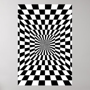 tunnel för optisk illusionschessboard poster