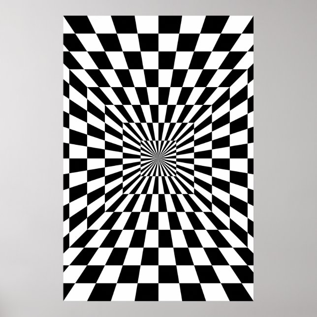 tunnel för optisk illusionschessboard poster (Framsidan)