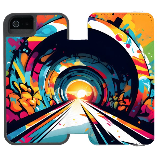 Tunnel med Graffiti Art Incipio iPhone Wallet Skal (Folio Öppen)