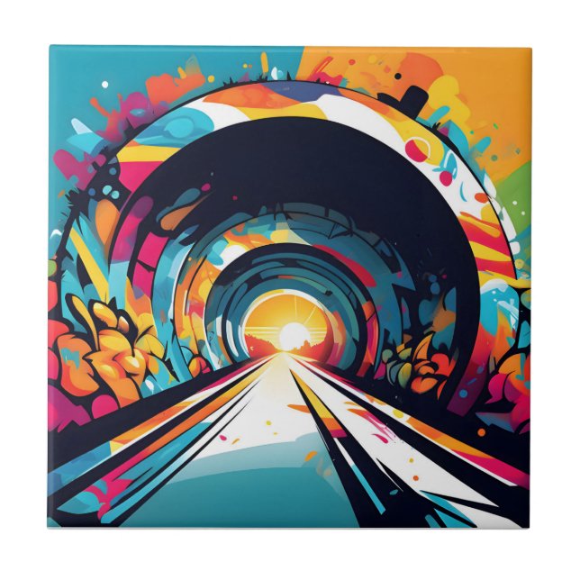 Tunnel med Graffiti Art Kakelplatta (Framsidan)