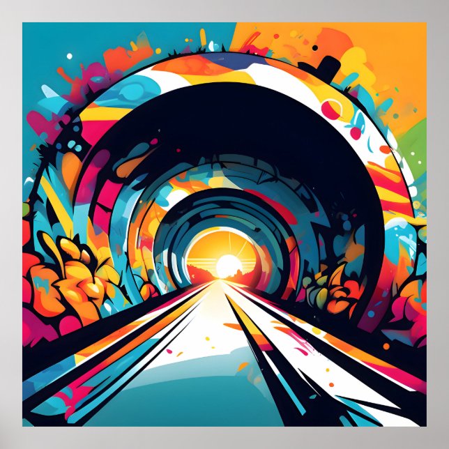 Tunnel med Graffiti Art Poster (Framsidan)