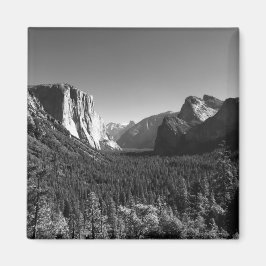 Tunnel View Yosemite Valley Black and White Photo Magnet