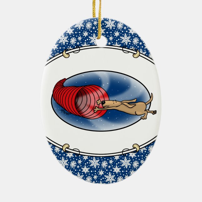 Tunnel Vortex Syndrome - snabb rolig hund - smidig Julgransprydnad Keramik (Baksidan)
