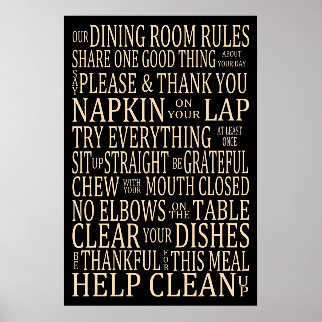 Tunnelbanan Art Dining Rumme Regler Poster (Framsidan)