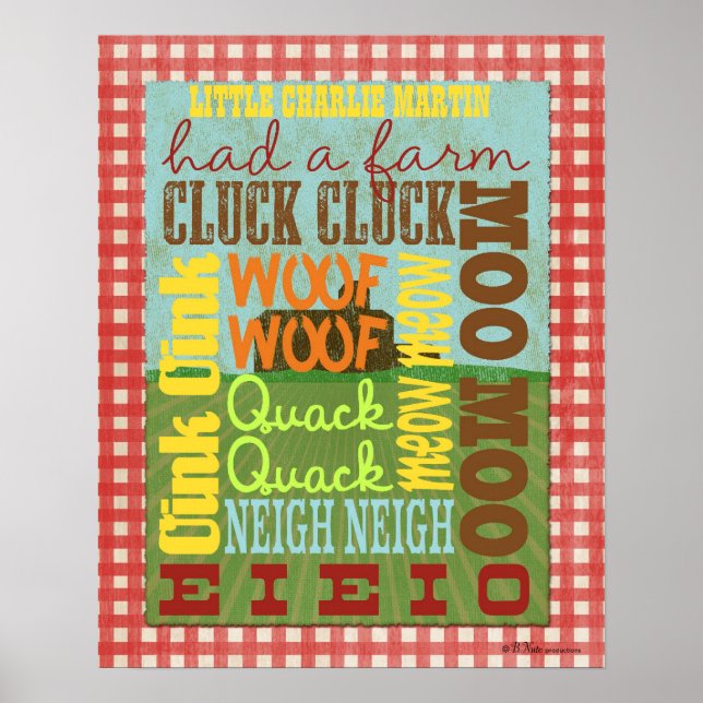 Tunnelbanan Art Poster - Gamle MacDonald hade en g (Framsidan)