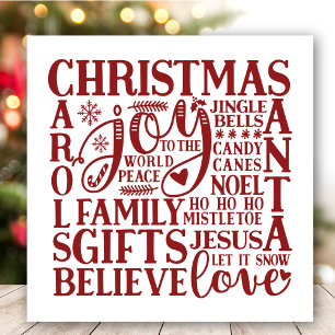 Tunnelbanan av Modern Red Script Roligt Jul Art Julkort