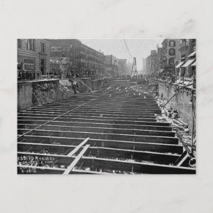 Tunnelbanan Excavation Sjunde Ave New York City 19 Vykort