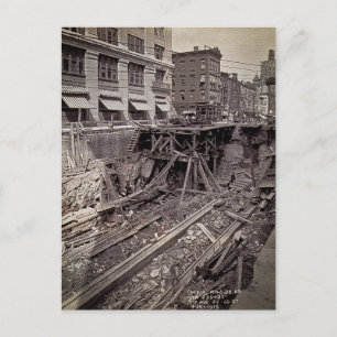Tunnelbanan Excavation Sjunde Ave och 24-25:e NYC Vykort