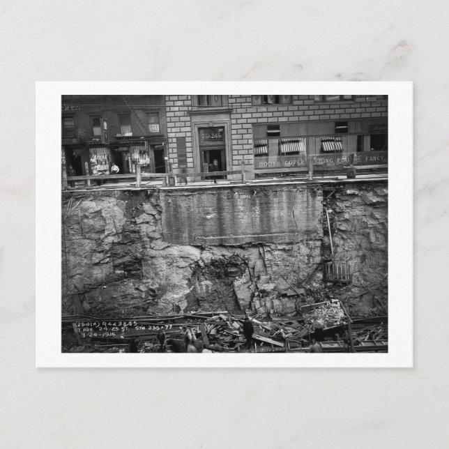 Tunnelbanan Excavation sjunde Ave och 24-25th Stre Vykort (Framsida)