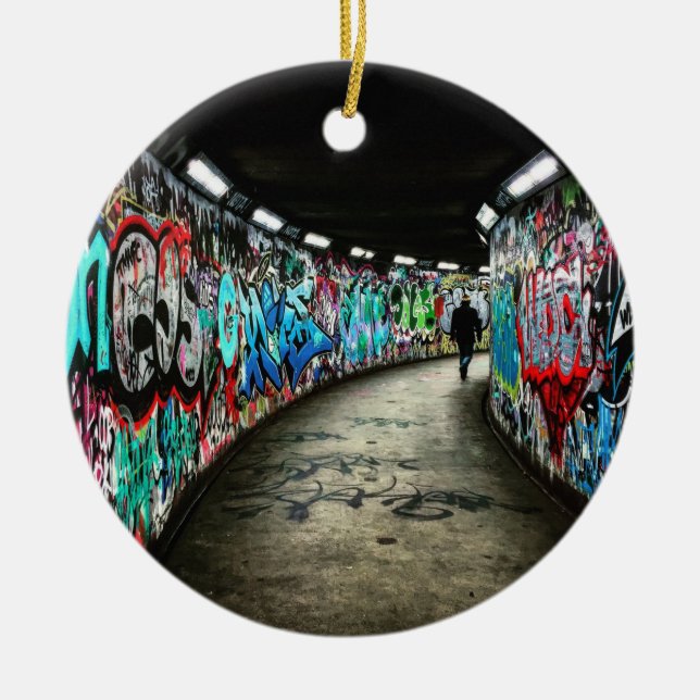 Tunnelbanan graffiti art julgransprydnad keramik (Framsidan)