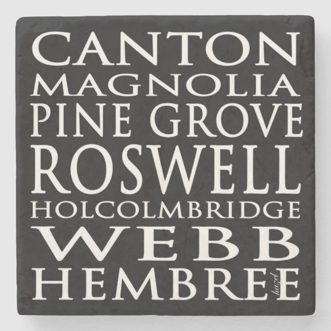 Tunnelbanan Street Signs, Roswell, Georgia Marble  Stenunderlägg (Framsidan)