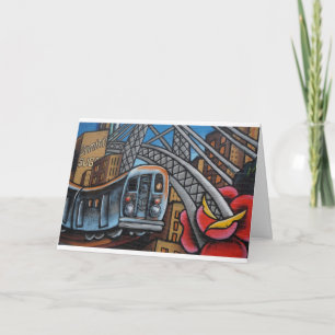 Tunnelbanan tåg urbana graffiti art card kort