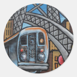Tunnelbanan tåg urbana graffiti art runt klistermärke