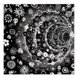 Tunneldesign för svart och vit blommigt perfect poster