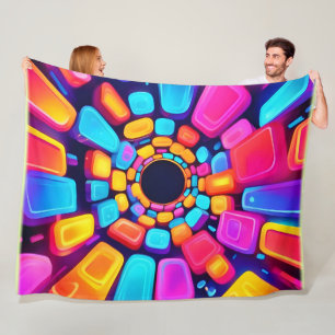 Tunnelkonst i Neon Shapes Abstrakt Fleecefilt