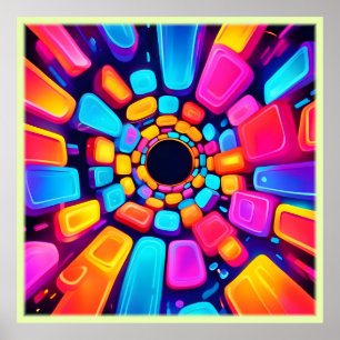 Tunnelkonst i Neon Shapes Abstrakt Poster