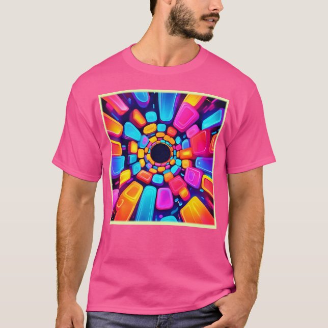 Tunnelkonst i Neon Shapes Abstrakt T Shirt (Framsida)