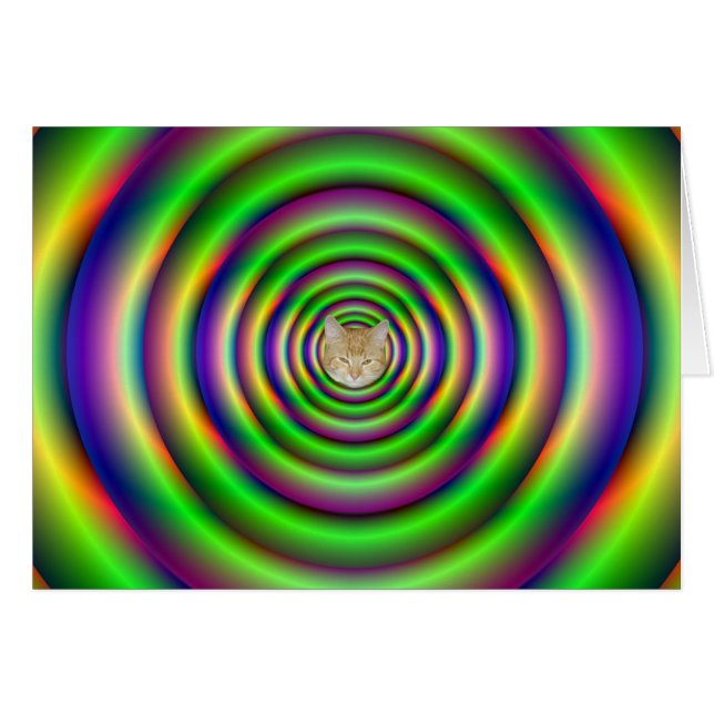 Tunnelkort för grönt Torus + katt Hälsningskort (Framsidan Horizontal)