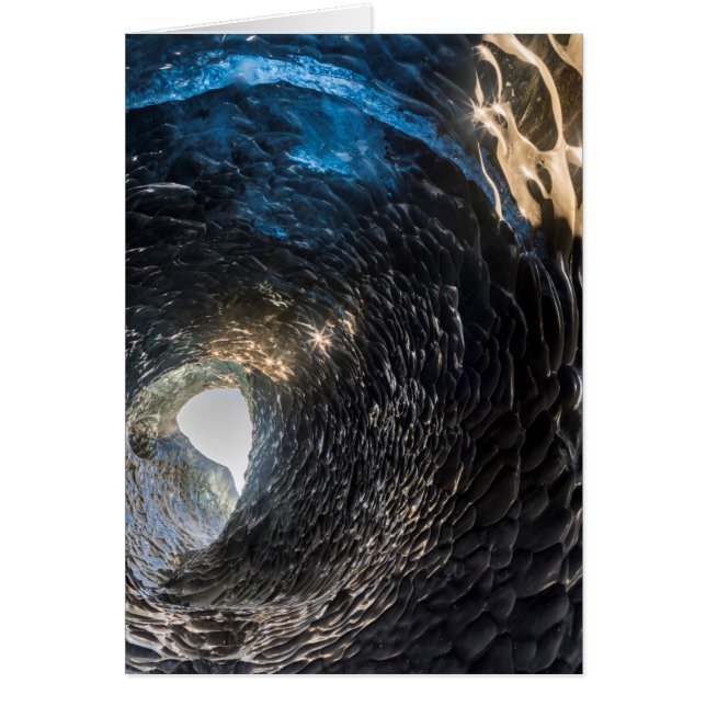 Tunneln genom isgrottan, island hälsningskort (Framsidan)