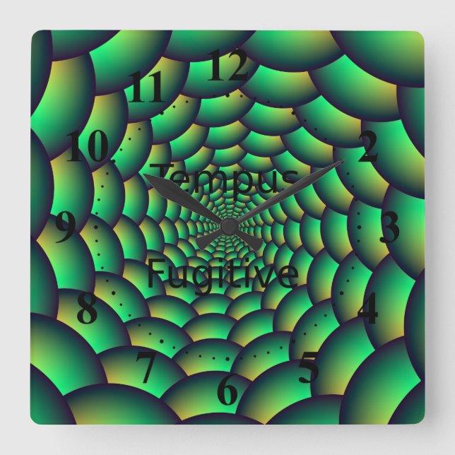 Tunneln grönt Spiral Fyrkantig Klocka (Framsida)