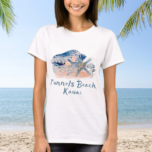 Tunnels Beach Kauai Seashells T Shirt