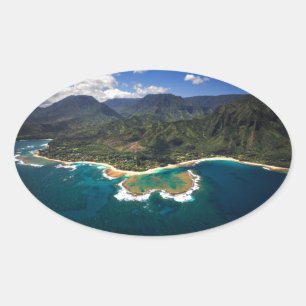 Tunnels Reef på Hawaiianska ön Kauai Ovalt Klistermärke