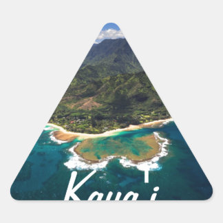 Tunnels Reef på Hawaiianska ön Kauai Triangelformat Klistermärke