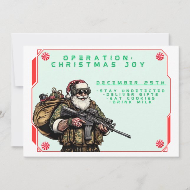 Tunnig militär/jultomten julkort (Framsida)