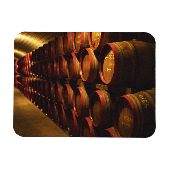 Tunnor med Tokaj-vin staplade i Disznoko Magnet (Horisontell)