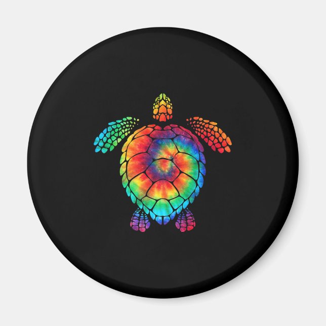 Tunnsjösköldpadda Tie Dye Rainbow Hippie Cost Magnet (Framsidan)