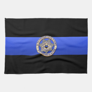 Tunt blålinjenflagga & emblem kökshandduk