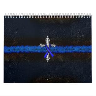 Tunt blålinjenkor och band för polis kalender
